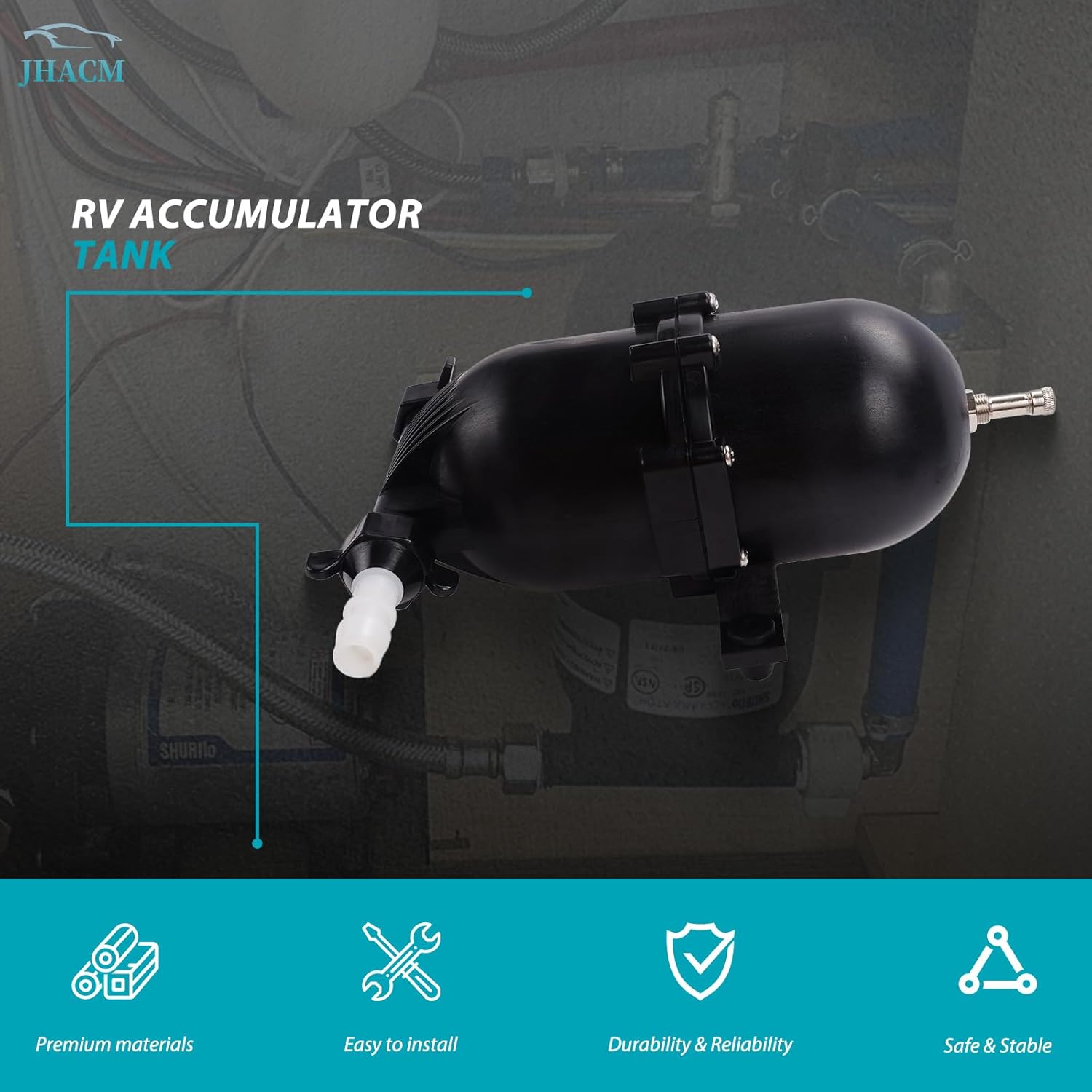 182-200 Pre-Pressurized Accumulator Tank Dimensions: 9.1" x 4.8" x 3.8" Fit for RV Camping, Home Kitchens, Yachts, and Similar scenarios Black