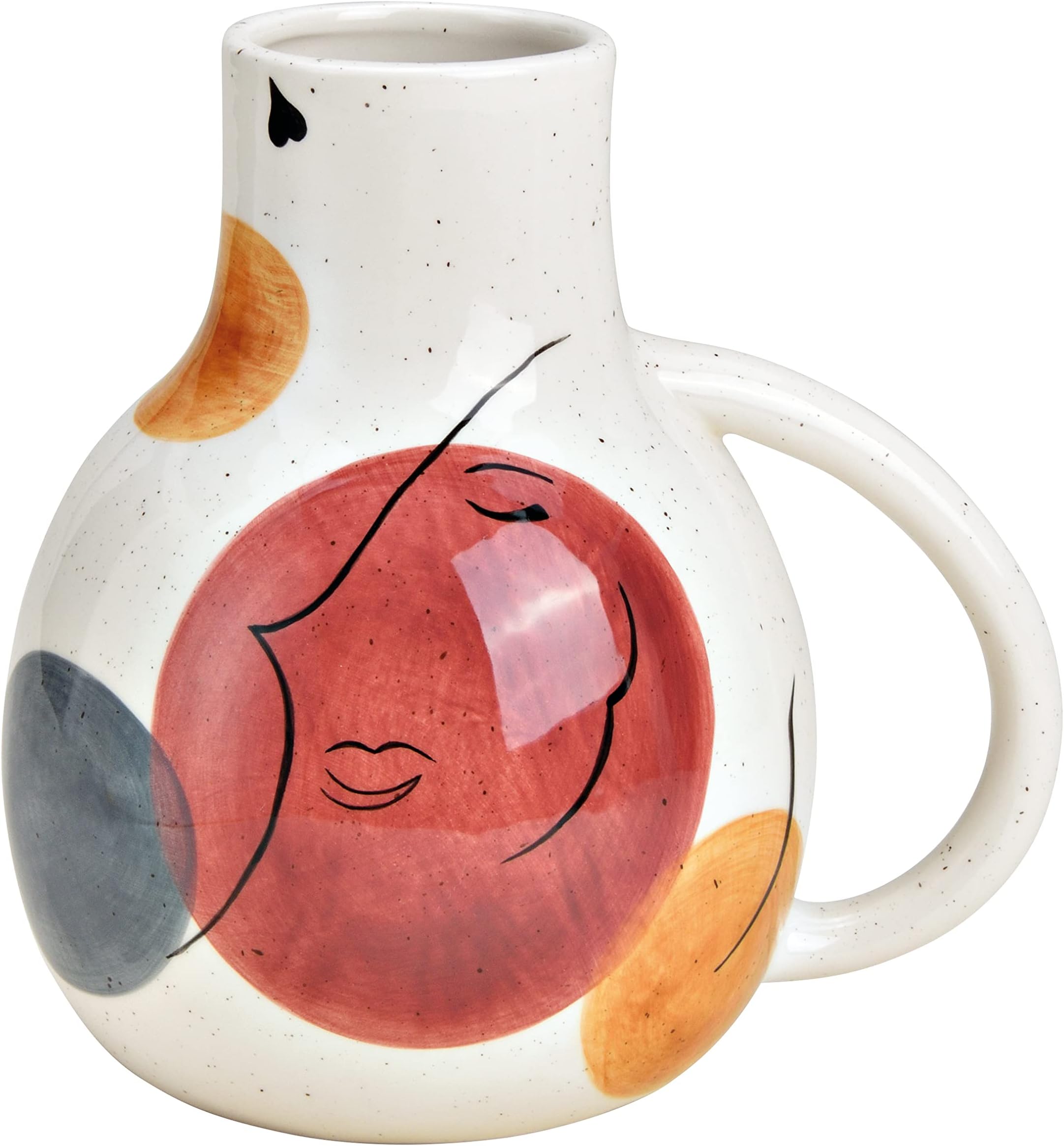G. Wurm Vase Jug Face Decoration Ceramic Colourful (W x H x D) 20 x 20 x 15 cm