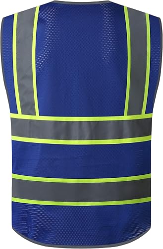 Miniatura 2 de Chaleco de seguridad reflectante de alta visibilidad, chaleco de seguridad con bolsillos y cremallera frontal, chaleco de construcción Hi Vis,