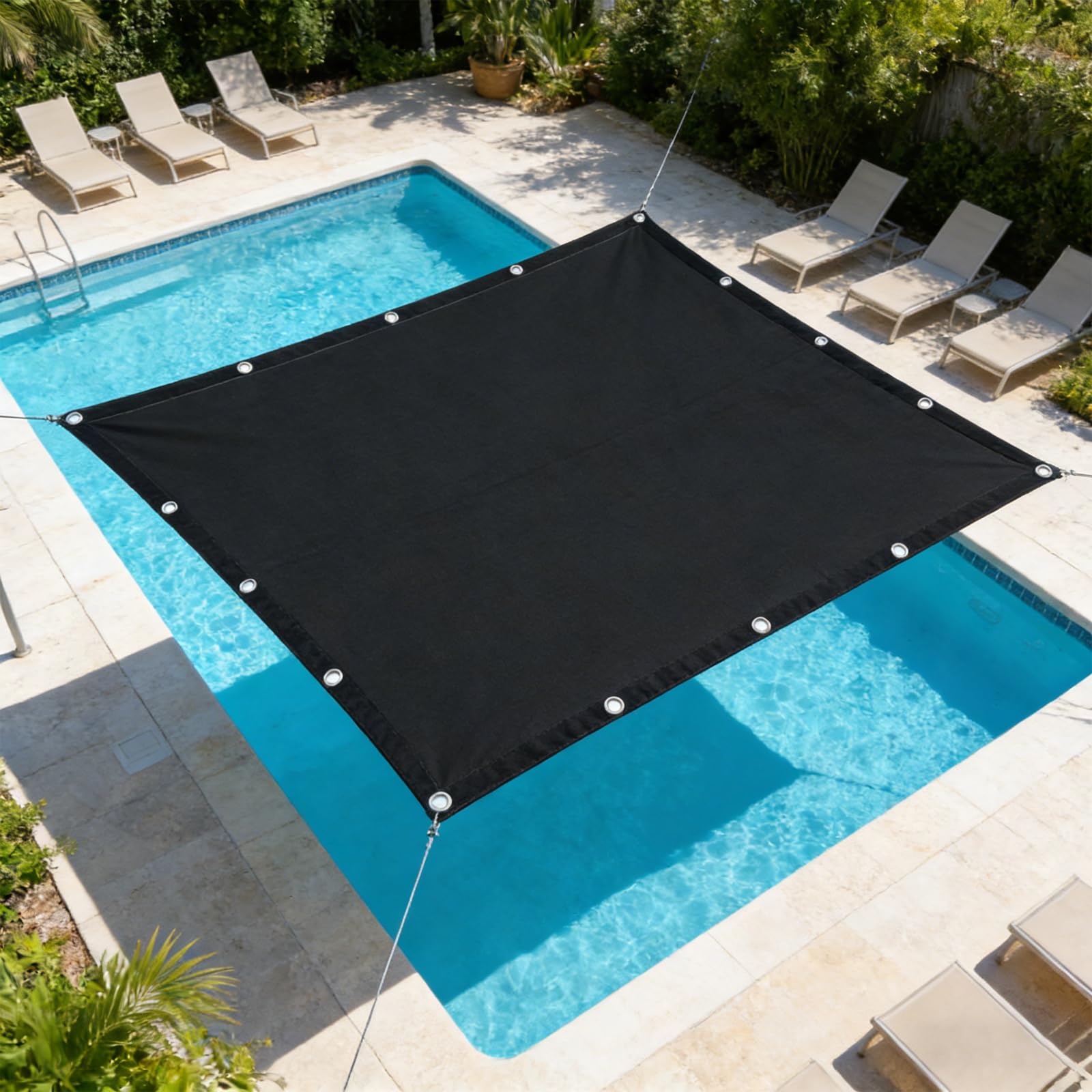 Sonnensegel Wasserdicht 215 x 450 cm Polyester, Sonnenschutz 98% UV Schutz Windschutz Reißfest Wetterfest, Sonnensegel Winddurchlässig für Terrasse, Garten, Camping, Schwarz