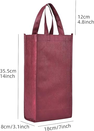 Miniatura 8 de Sdootjewelry Bolsas de regalo de vino, bolsas de vino, 12 paquetes, bolsas de vino para 2 botellas de vino, bolsas de regalo de vino no tejidas con