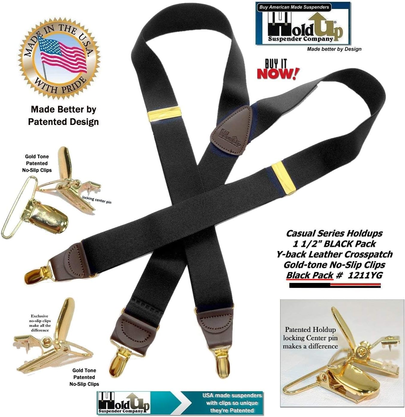 Hold-Up Suspender Company Casual Series Suspenders In the Traditional Y-Back Style with USA Patented No-Slip Clips - Image 6