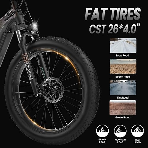 Miniatura 5 de VELOWAVE Bicicleta eléctrica para adultos motor Bafang de 750 W batería de celdas LG de 48 V 20 AH sensor de par eléctrico con neumático de grasa de