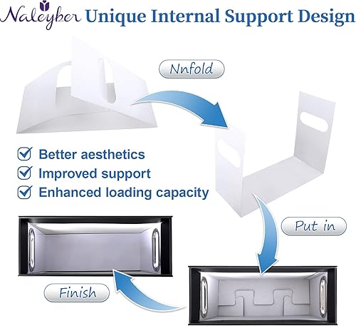 Miniatura 8 de Caja organizadora de archivos con asa, organizador de archivos para el hogar u oficina (negro)