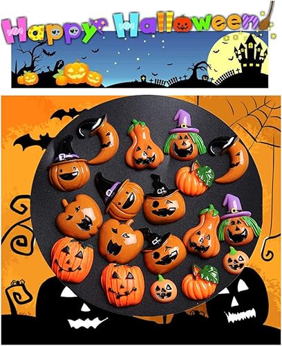 Miniatura 6 de 32 dijes de resina para Halloween, calabaza, brujas, manzana, cuentas de espalda plana, cabujones, adornos de plástico para hacer joyas, disfraces