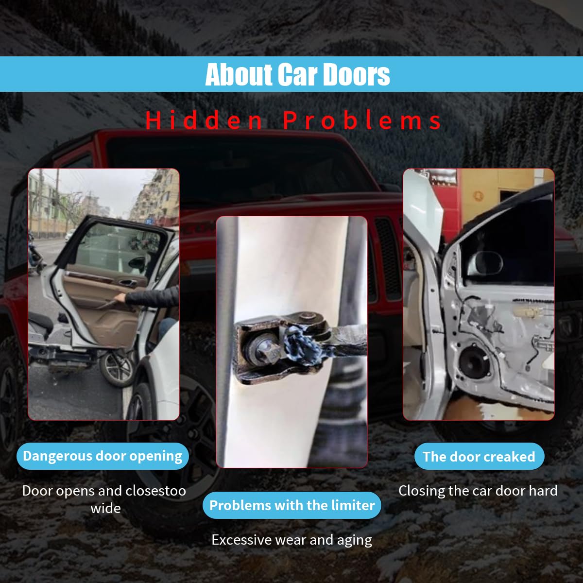 Amazon | JOYCOURT 車用調節可能なドアチェックストラップ 2個