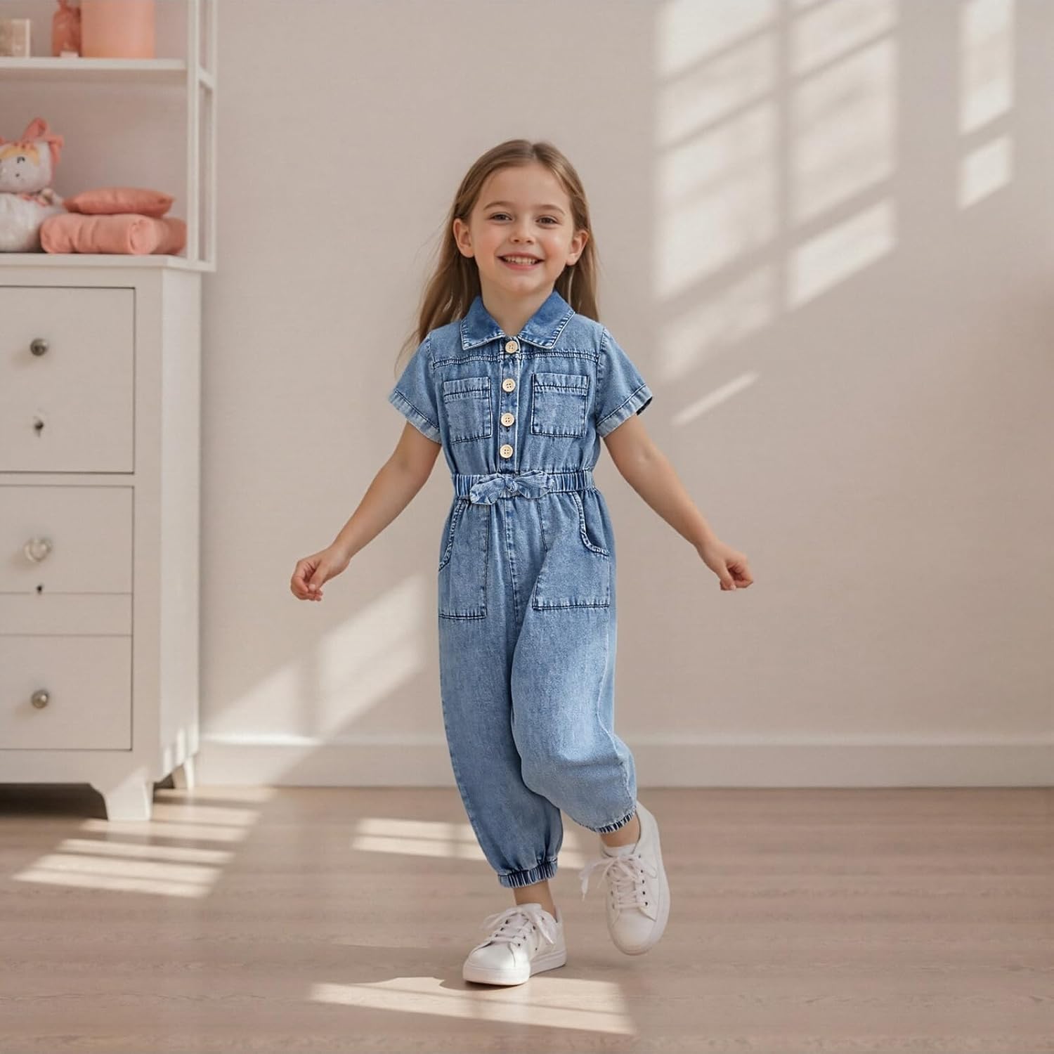 Ledy Champswiin Summer Toddler Girl Jumpsuit Shorts Little Girl Overalls Clothes Baby Jean Romper Jumpsuit One Piece Outfit - Image 2