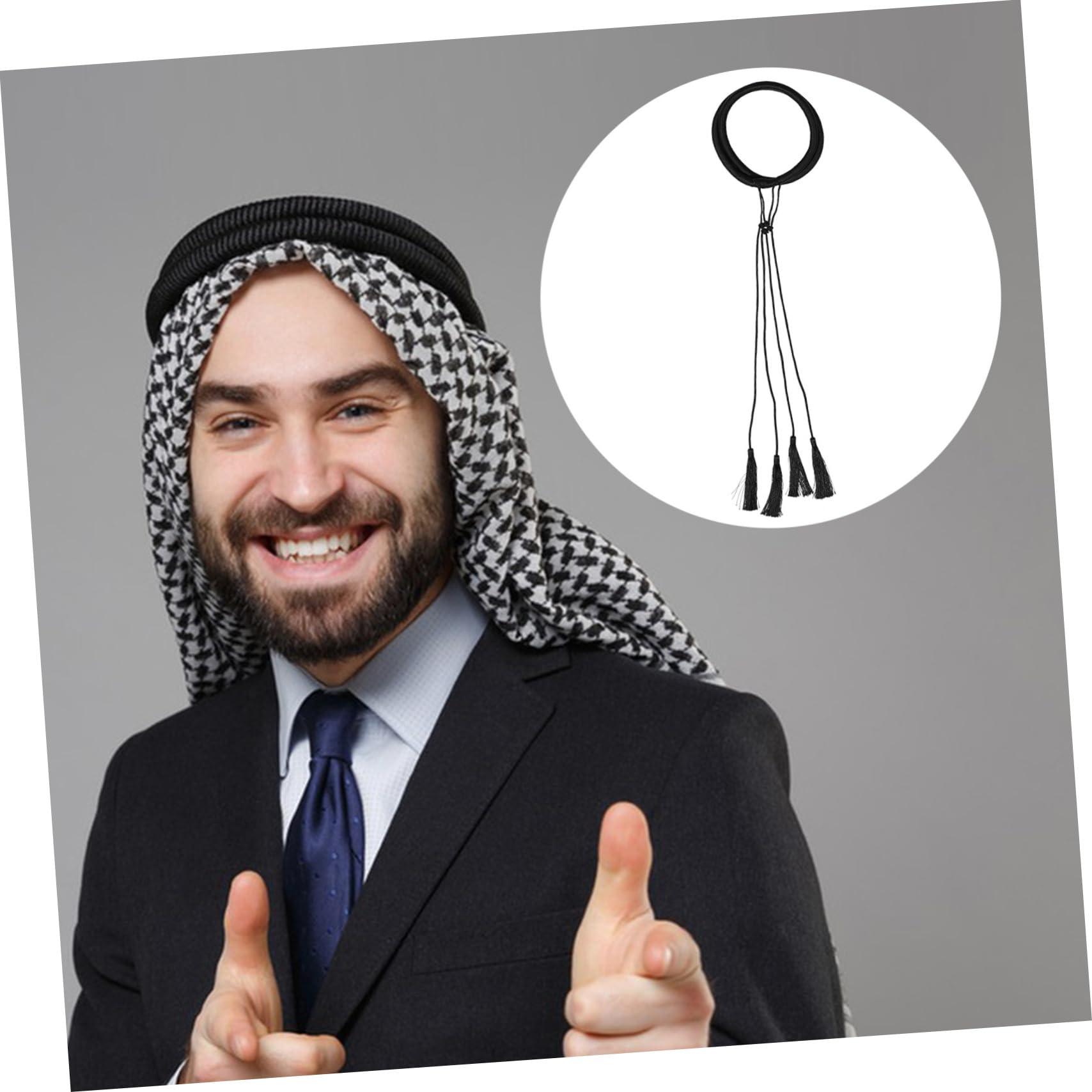 DEARMAMY Arab Costume Head Wrap for Men Tassel Design Easy Wear for Halloween Theme Parties and Stage Performance