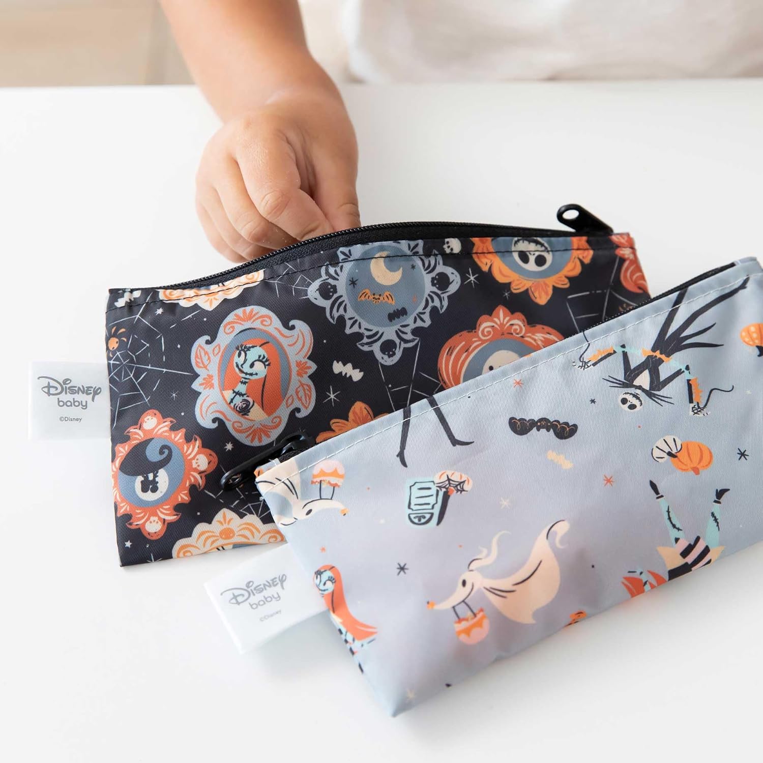Bumkins Disney Reusable Snack Bags, for Kids School Lunch and for Adults Portion, Washable Fabric, Waterproof Cloth Zip Bag, Supplies Travel Pouch, Food-Safe Storage, 2-pk Nightmare Before Christmas image 4