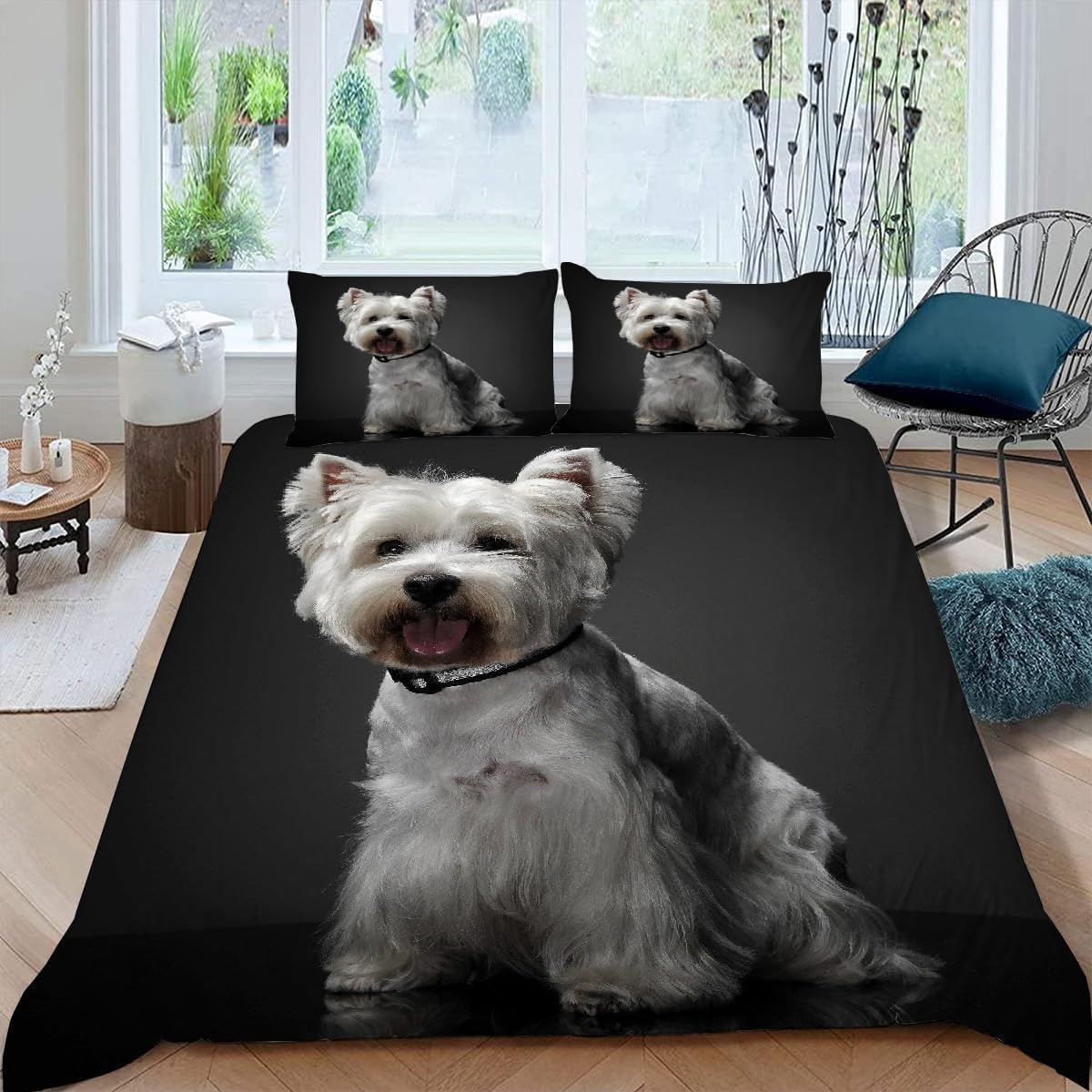 Parure de lit 2 personnes 240x220 West Highland White Terrier microfibre
