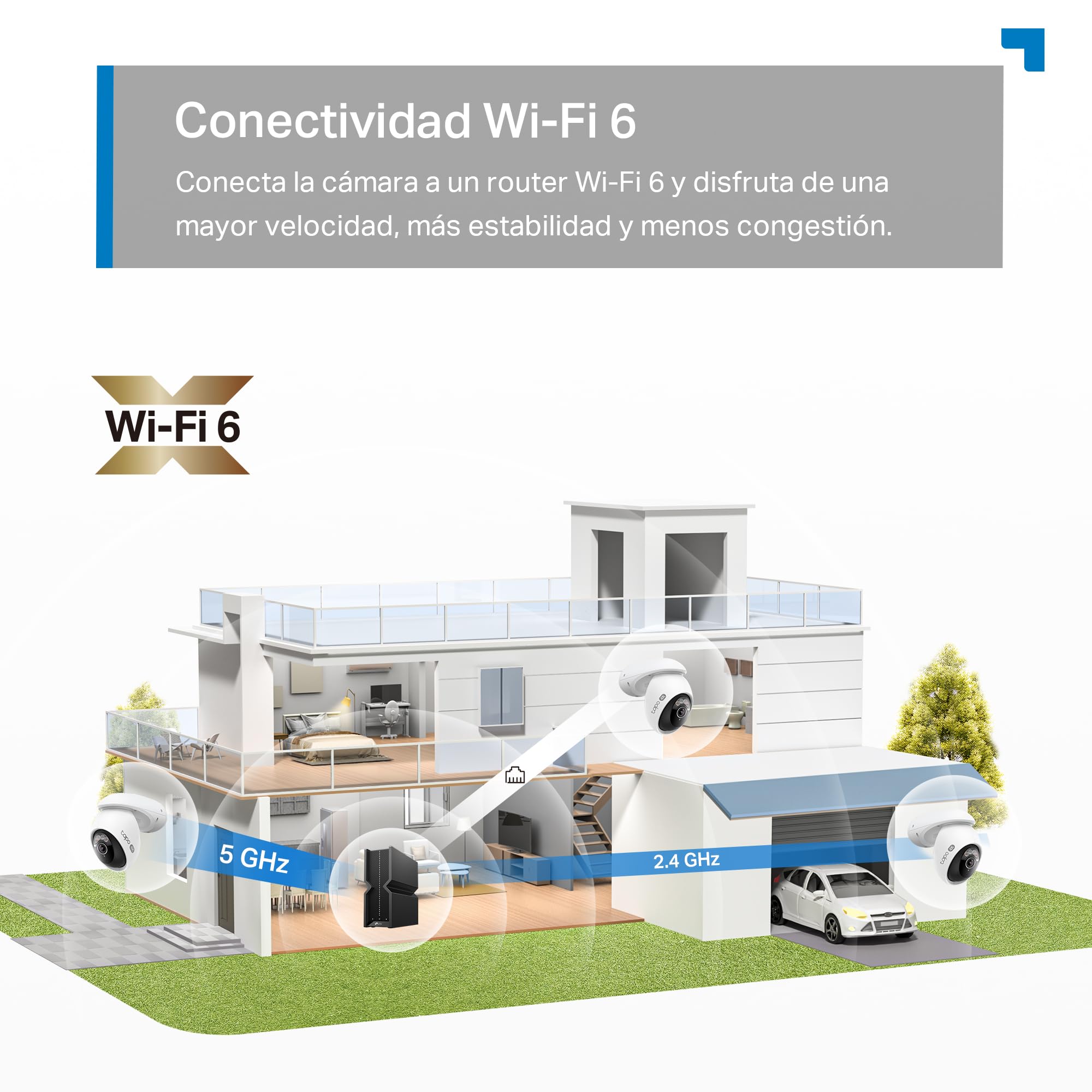 Tapo C560WS - Cámara de Vigilancia WiFi Exterior 360º, 4K 8MP, Detección IA | Detección Movimiento, Personas, Mascotas, Vehículos y más. Reconocimiento Facial. Visión Nocturna Color. Alarma Luz /Sonido.