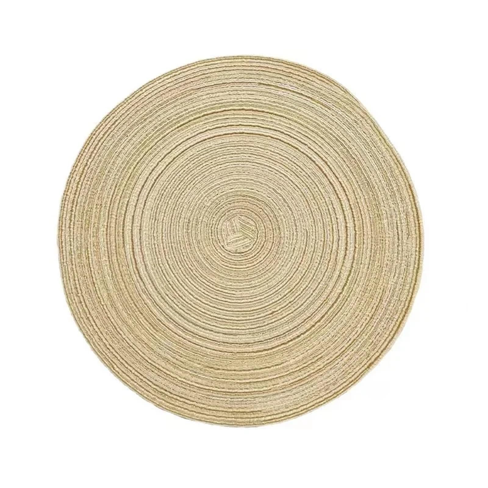 place mats for table Round Placemat Table Woven Individual Placemats for Non-Slip Kitchen Tableware Drink Cup Coaster Hoilday Decoration for Kitchen Restaurant Dining Table(Rice white,ROUND_18CM)