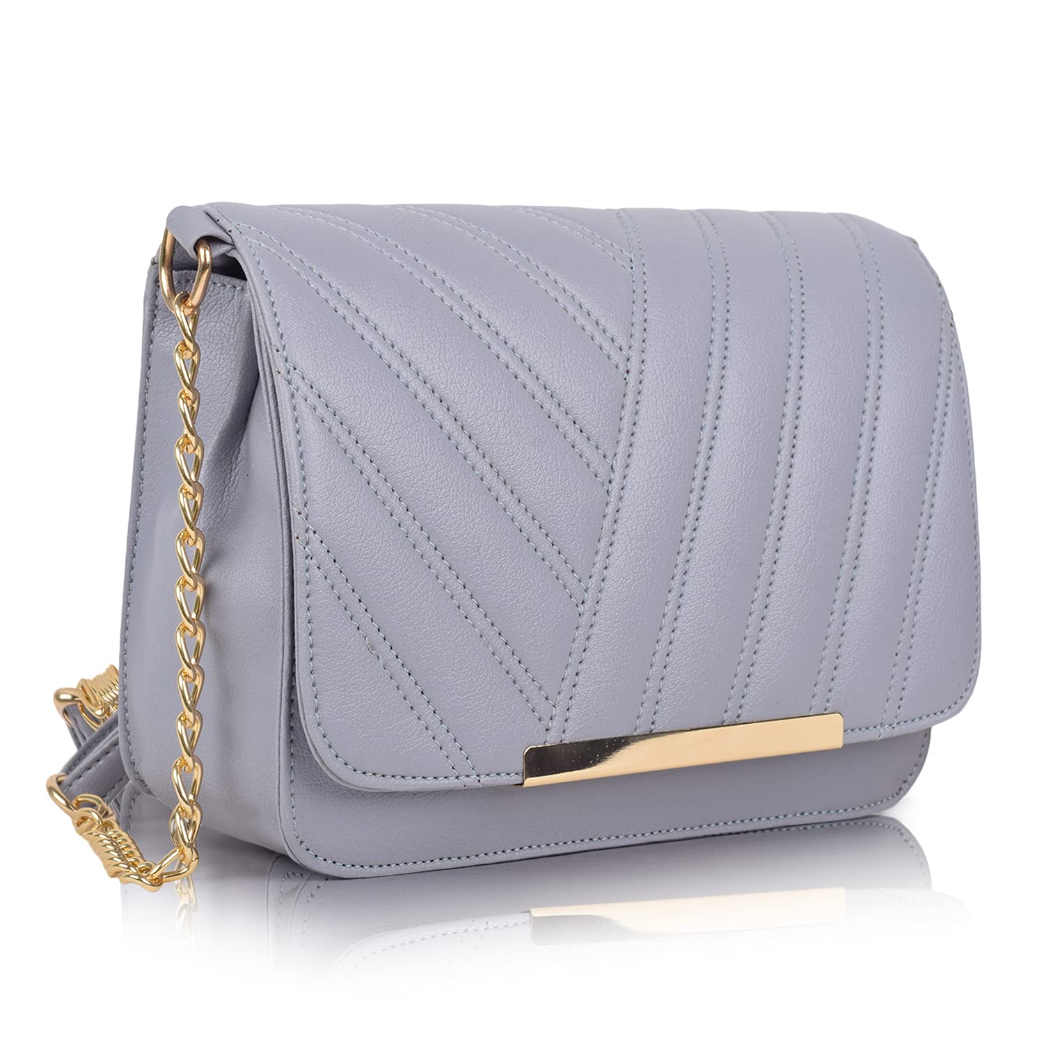 SPOTIC PU Synthetic Leather Stylish Fancy Chain Strap Slingbag For Women (Grey) (B09C27Y152) Amazon Price History, Amazon Price Tracker
