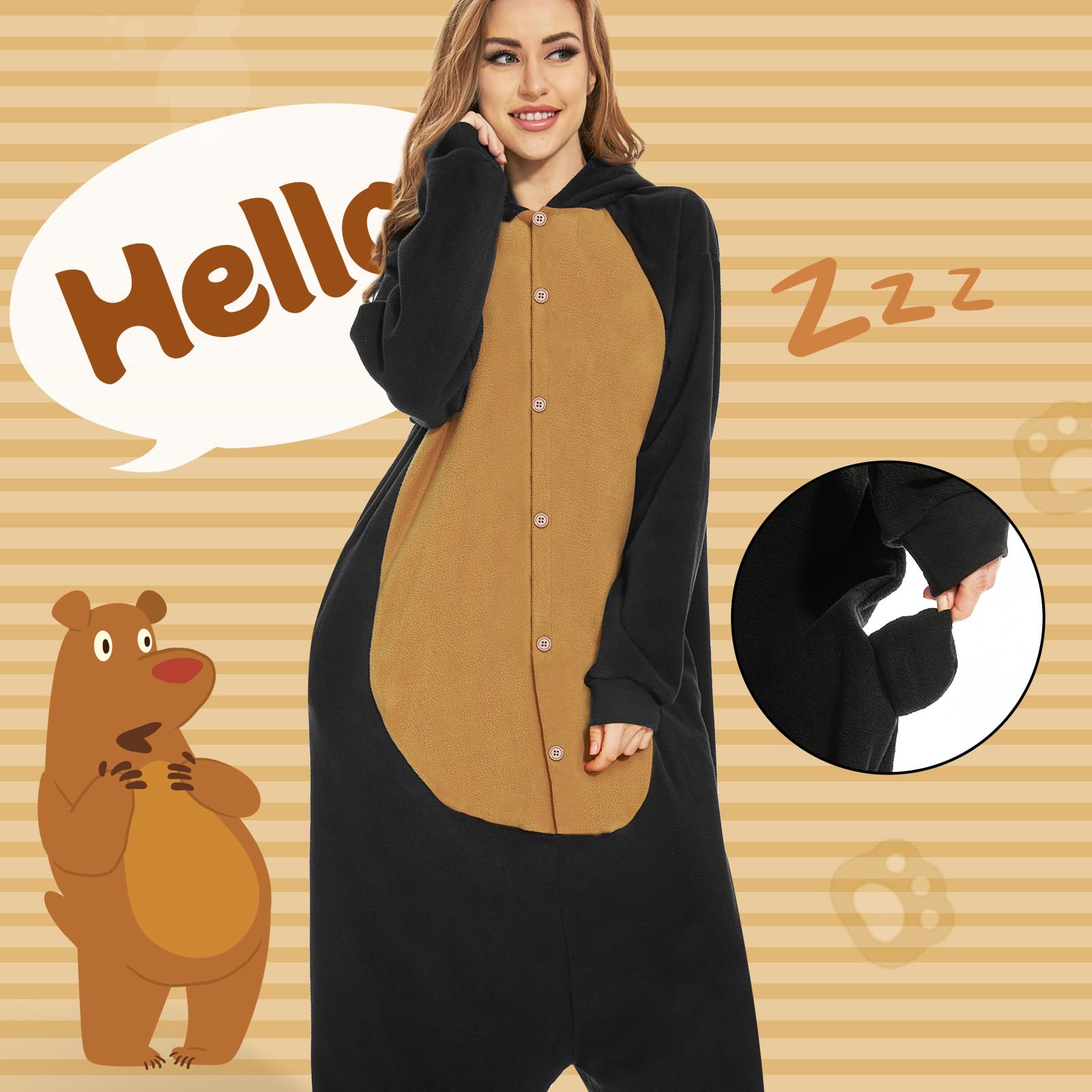 JONRRYIN Combinaison Pyjama Animal Femme, Onesie Kigurumi Adulte Grenouillere avec Masques d'animaux, Animaux Pyjama Combinaison Homme Cosplay pour Carnaval