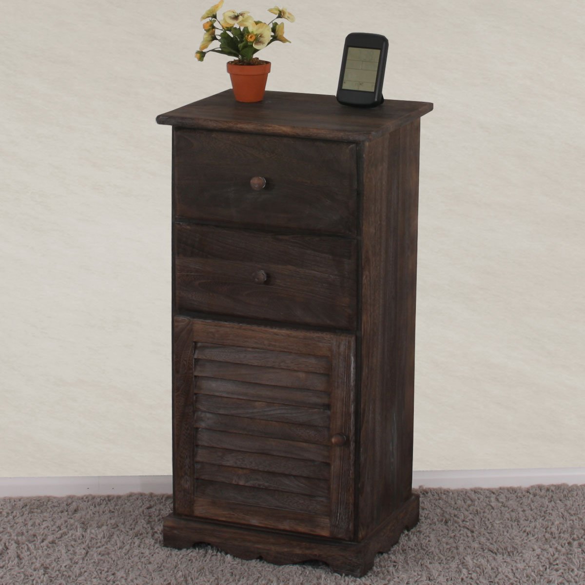 Mendler Komoda szafka, 81 x 40 x 32 cm, styl shabby, Vintage ~ brązowa