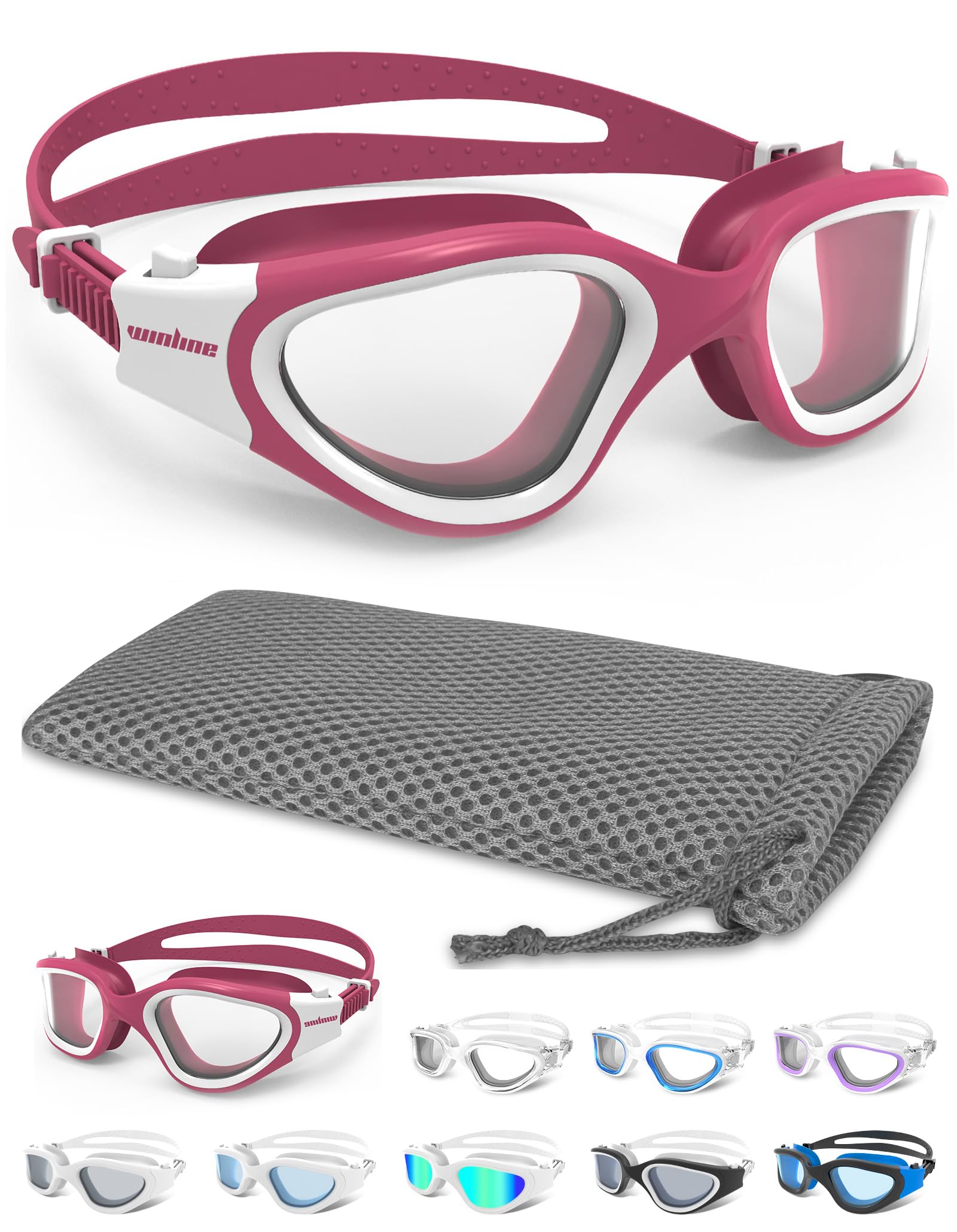 Winline Swimming Goggles Clear Vision Anti Fog Anti UV Anti Leak Waterproof Easy to Adjust Swim Goggles for Adult Men Women Teenager — image 1