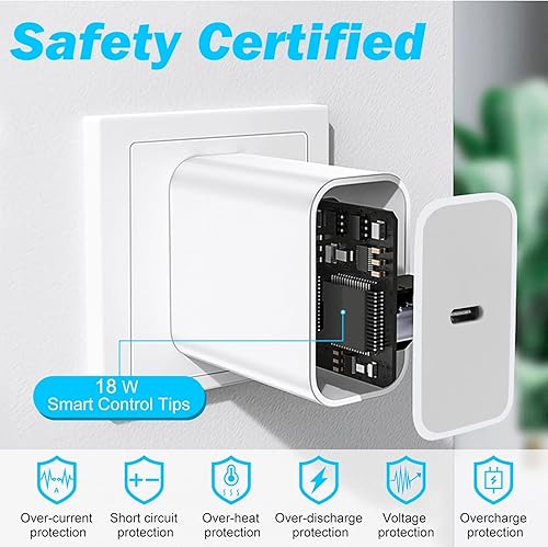 Miniatura 4 de Cargador de pared rápido USB C de carga rápida para Samsung Galaxy S20 FE 5G y otros dispositivos Pixel (adaptador de corriente PD de 18 W 3 A +