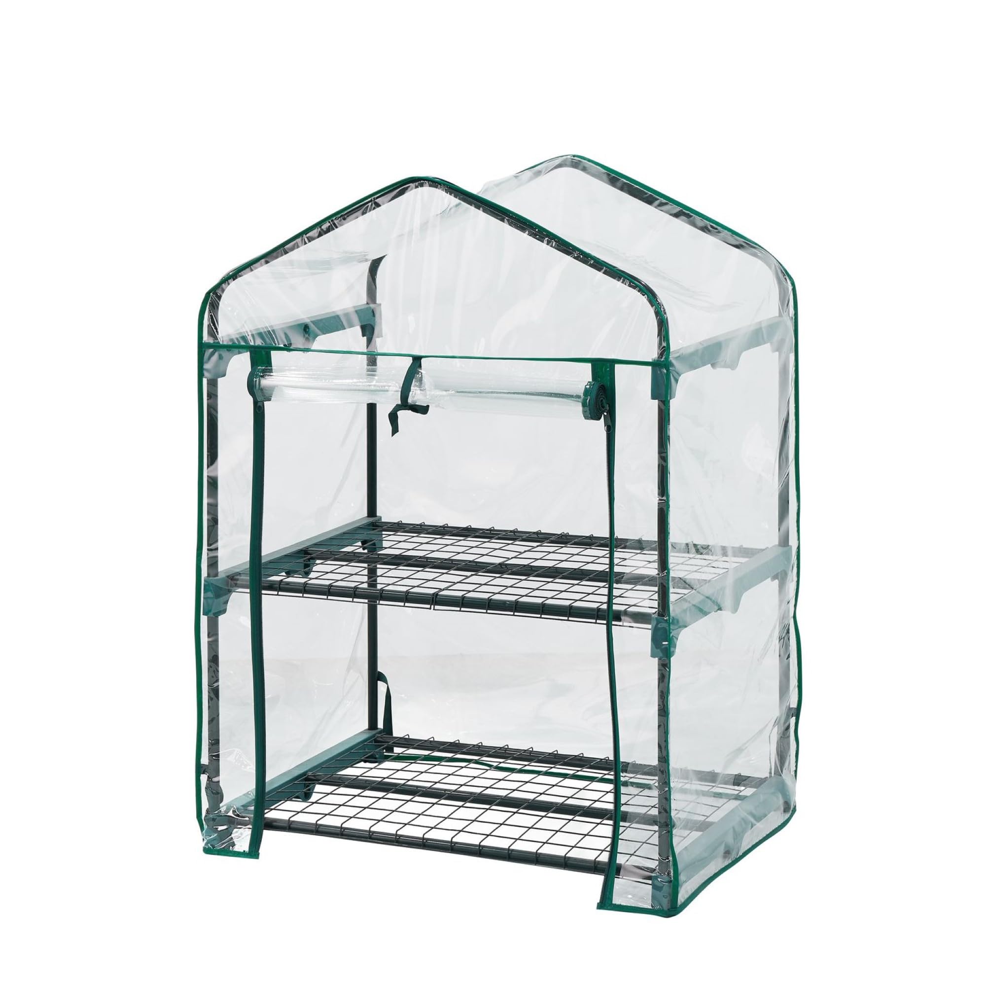 Mini Greenhouse - 2 Tier Cold Frame With Clear PVC Cover, Roll-Up Zipped Door - Portable Greenhouse For Plants And Seedlings - Perfect for Outdoor Garden and Home