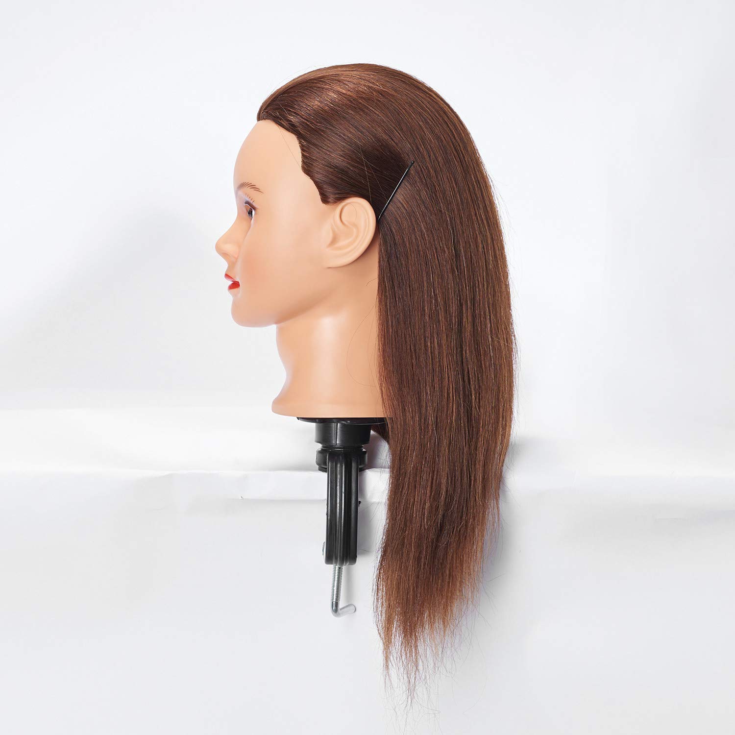 Mannequin Head with Human Hair Training Head with Clamp (20-22'')