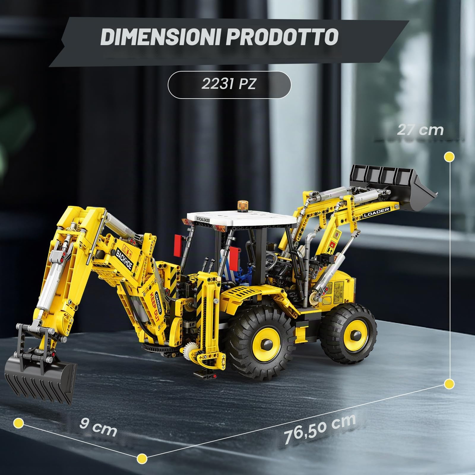 Reobrix Technik Set di costruzioni escavatore telecomandato per adulti, 22018 giocattoli da cantiere con bulldozer radiocomandato dotato di motore, set di mattoncini 2 in 1 con escavatore e bulldozer