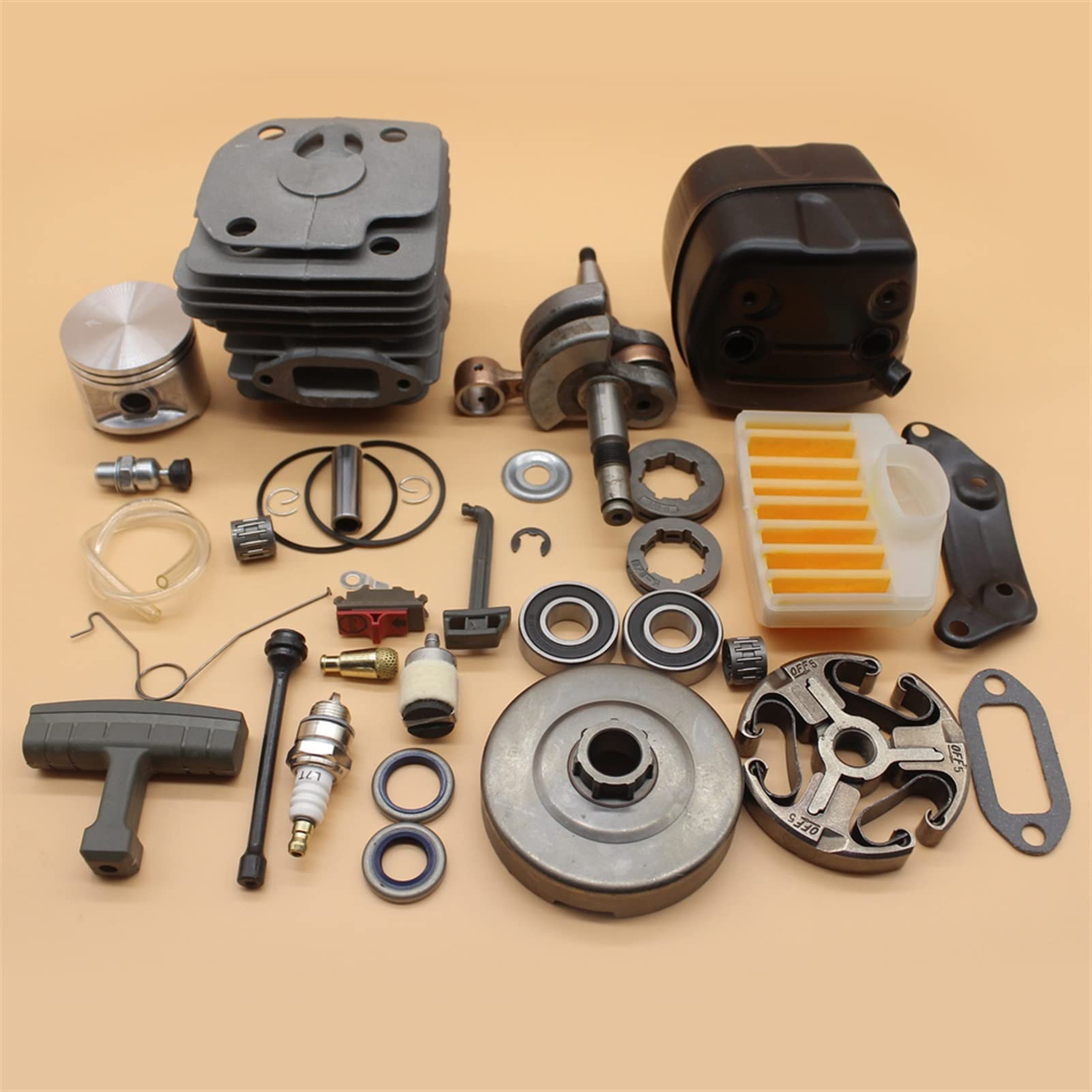 50MM cylinder silnika wał korbowy tłumik wydechowy bęben sprzęgła zestaw remontowy, dla Husqvarna, 365 372 XP 371 piła łańcuchowa NIKASIL PLATED Zestaw sprzęgła do kosiarki