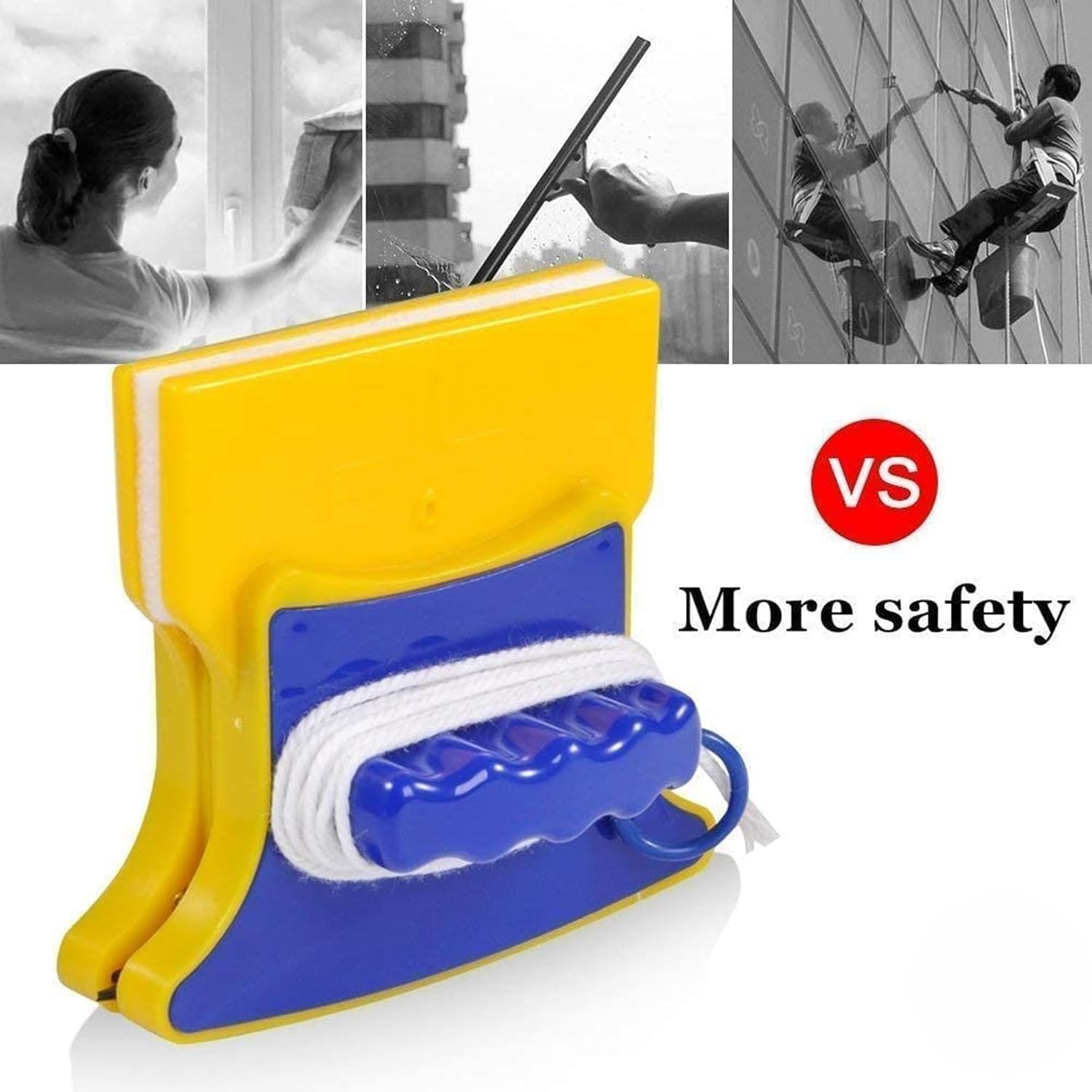 Immortal Magnetic Window Glass Cleaner | Double Sided Glazed | 2 Extra Cleaning Cotton Cleaner | Squeegee Washing Equipment House Hold Glass Cleaner | Two Sided Glass Cleaning Wiper Brush - Image 8 thumbnail