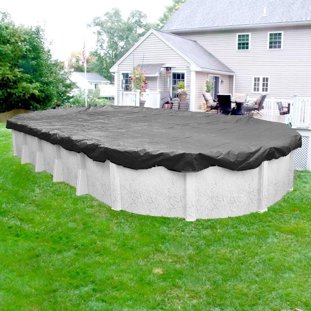 Robelle 15 x 27 ft Ultimate Charcoal Winter Oval Pool Cover for Above Ground Pools, 4 ft Overlap (19 x 31 ft Cover Size), Solid 14 x 14 Scrim, 5.2 oz/yd2, 20-Year Warranty, Style: 511527-4A