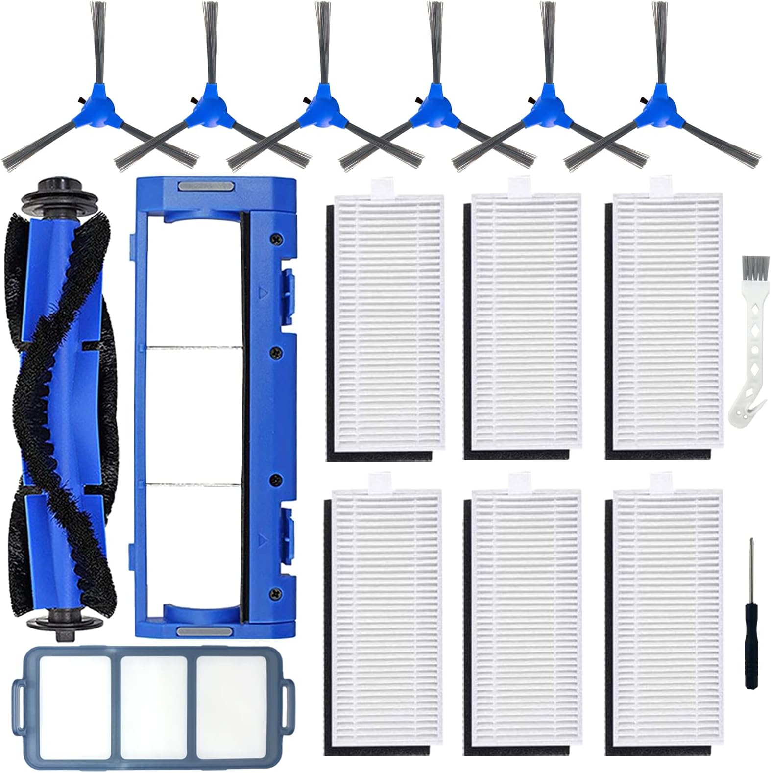 Replacement Parts for Eufy RoboVac 11S, 25C, 30, 30C, 35C, 12, 15T, 15C Vacuum Cleaner,eufy 11s Replacement kit:1*Rolling Brush,6*Side Brushes,6*Hepa Filter,1*Pre Filter,1*Roller Brush Guard