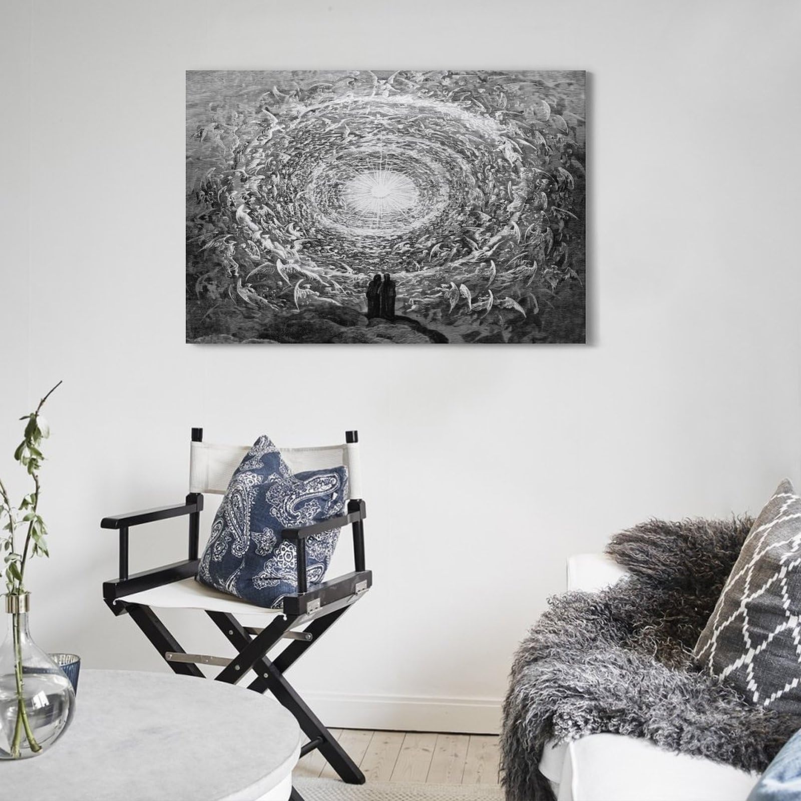 Stampa artistica da parete su tela di Gustave Dore (La rosa bianca) Visiōn dell'Empireo, commedia divina, decorazione artistica da parete per la casa, 50 x 75 cm