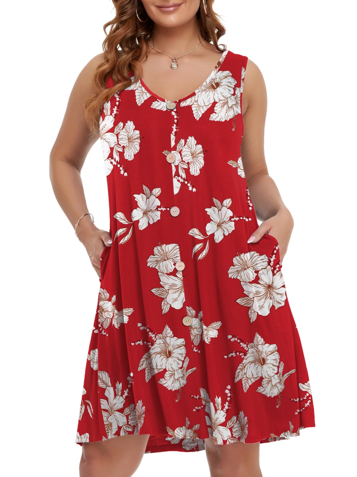 BELAROI Summer Dresses for Women Beach Tshirt Sundress V Neck Casual Swing Tank Dress Swimsuit Cover Ups Pockets