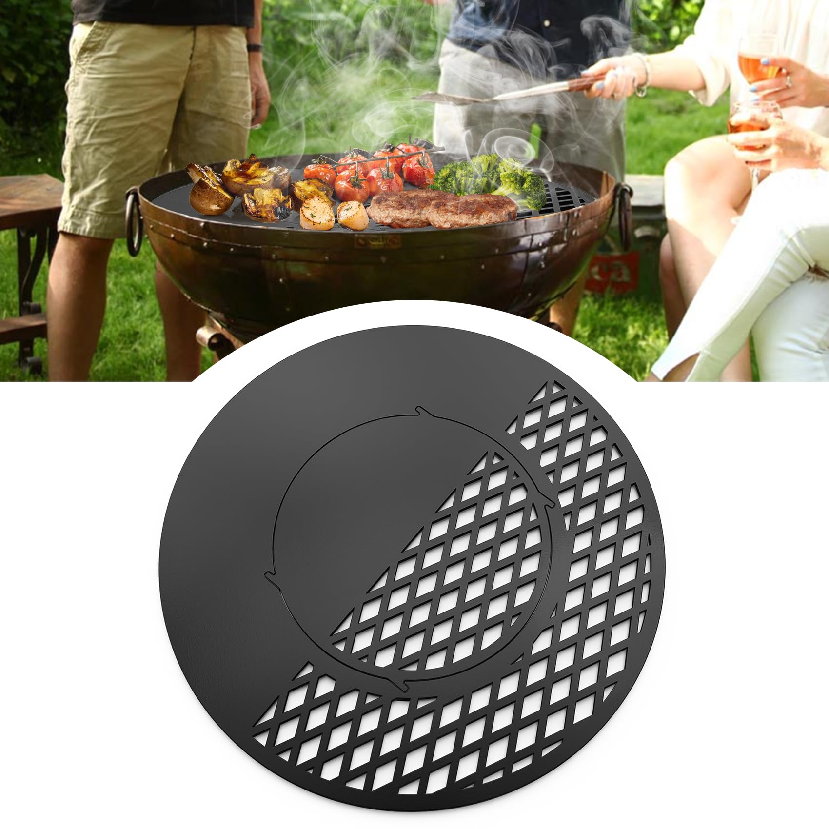 Onlyfire Ceramiczny nieprzywierający ruszt do grillowania ze zdejmowanym rusztem do smażenia, zamiennik do Weber, 56 cm, węgiel drzewny, akcesoria do grillowania Vortex
