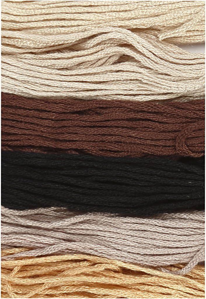 Embroidery Floss Assortment, 1 mm, nature harmony, 6 ball