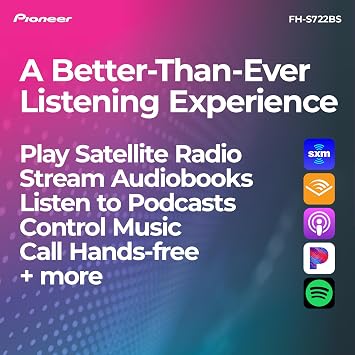 جهاز استقبال الأقراص المضغوطة Pioneer FH-S722BS Double Din Bluetooth، SiriusXM، USB/AUX، تغيير اللون، FLAC، راديو AM/FM، معادل صوت 13 نطاقًا، 50 وات x 4، التحكم الصوتي، مقدمات RCA عالية الجهد