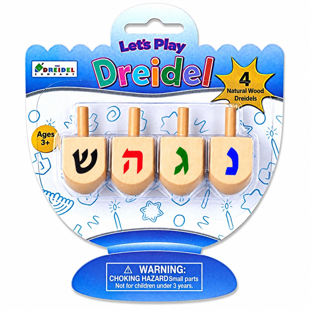 The Dreidel Company Let's Play Dreidel the Hanukkah Game 4 Natural Wooden
