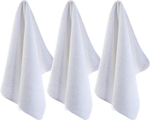 Miniatura 3 de POLYTE Toalla profesional de secado rápido de microfibra sin pelusas, 16 x 29 pulgadas, paquete de 12 (blanco)