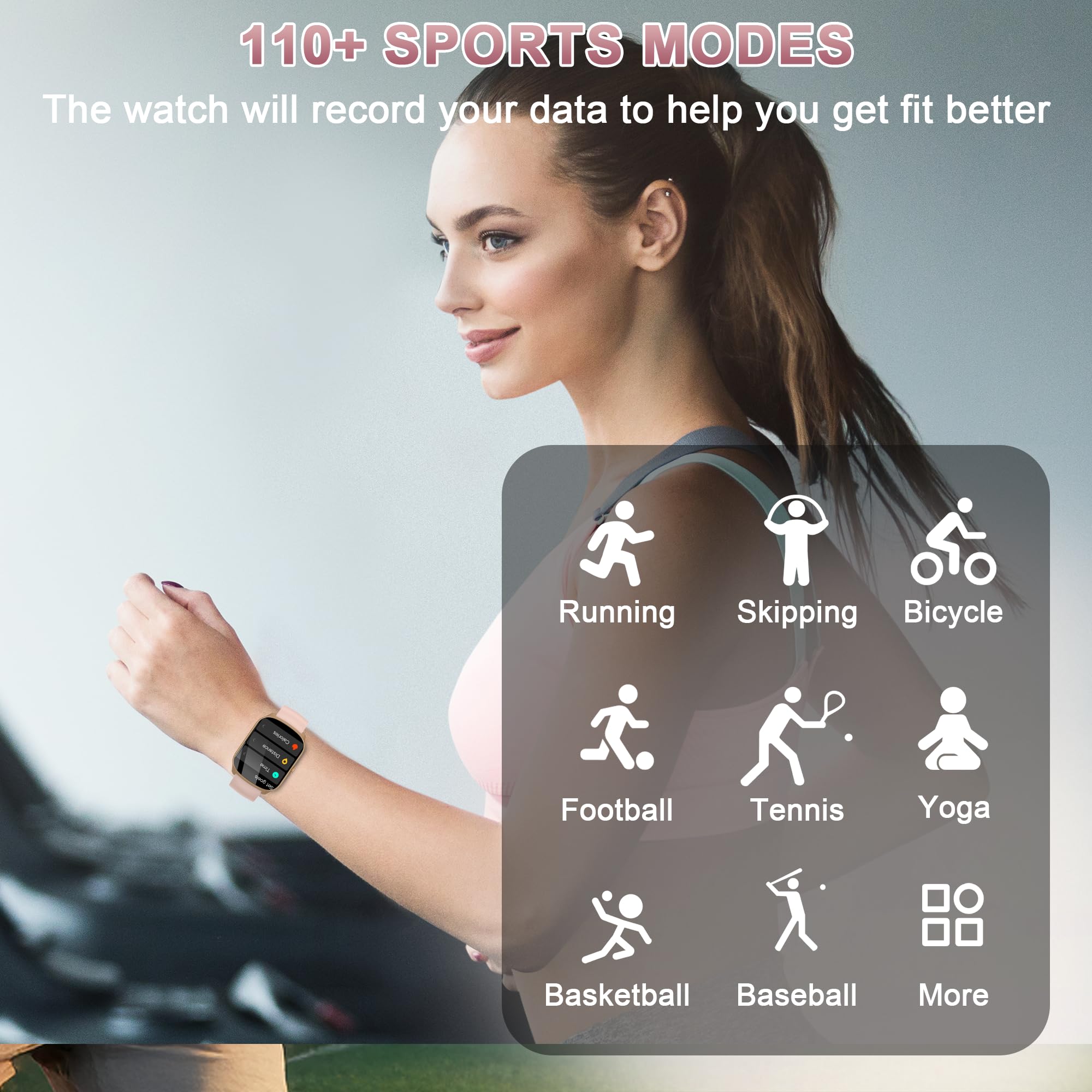 STECEi Smartwatch Uomo Donna, Schermo Curvo HD da 1,95'' Orologio Smartwatch con Effettua/Risposta Chiamate, 110+Sportive Smart Watch con Contapassi/Sonno/Cardiofrequenzimetro, Impermeabile IP68, Rosa