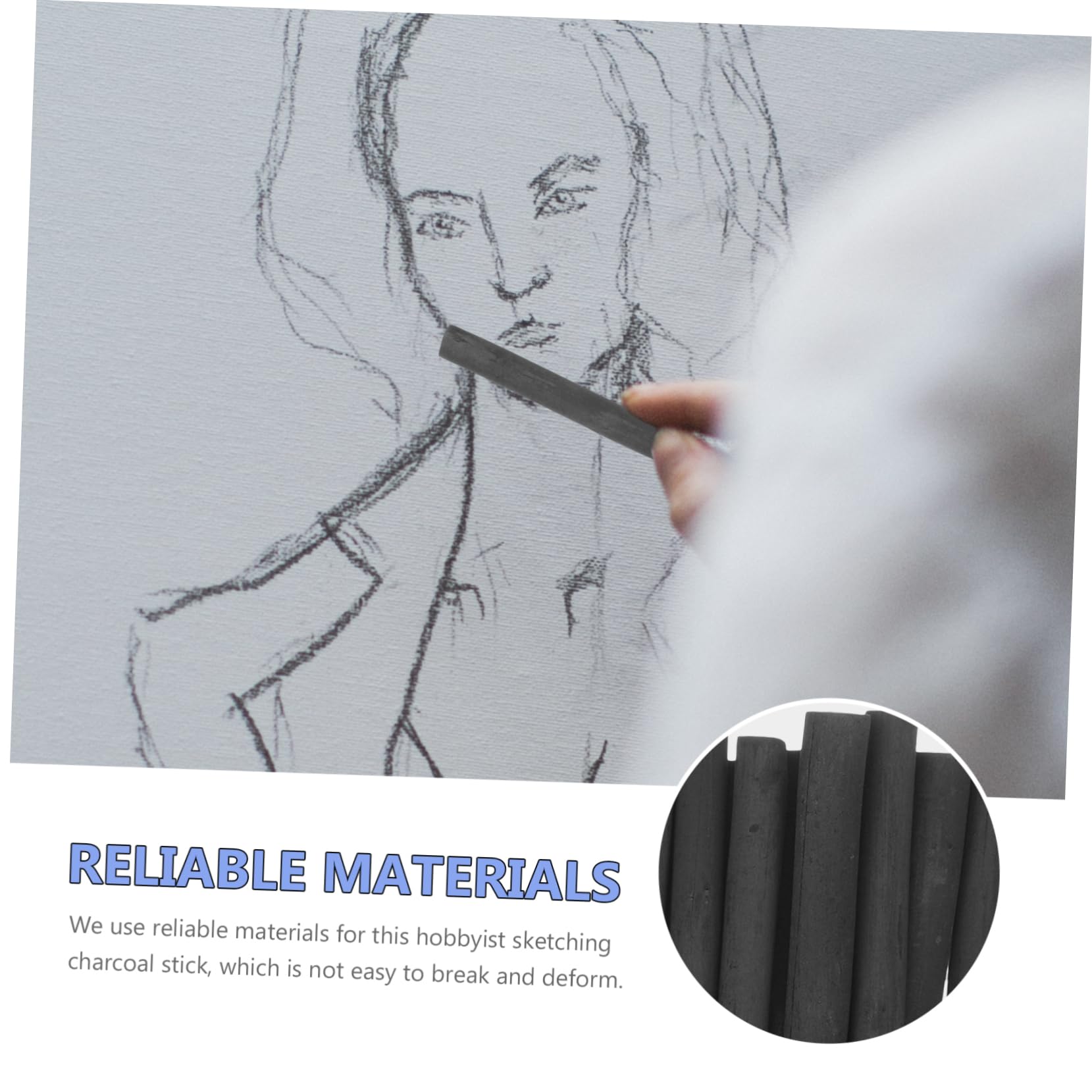 NUOBESTY 60piezas Lápices De Carboncillo Comprimido De Sauce Para Dibujo y Sombreado Artístico Para Adultos y Adolescentes Para y