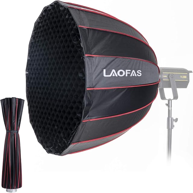 LAOFAS U90 Deep Parabolic Umbrella Style Softbox 90cm 35.4Inch, 16 Rods Quick Folding Quick Setup with Bowens Mount, for Aputure Amaran 100D 100X 200D 200X Godox SL-60W AD300PRO AD400PRO AD600BM