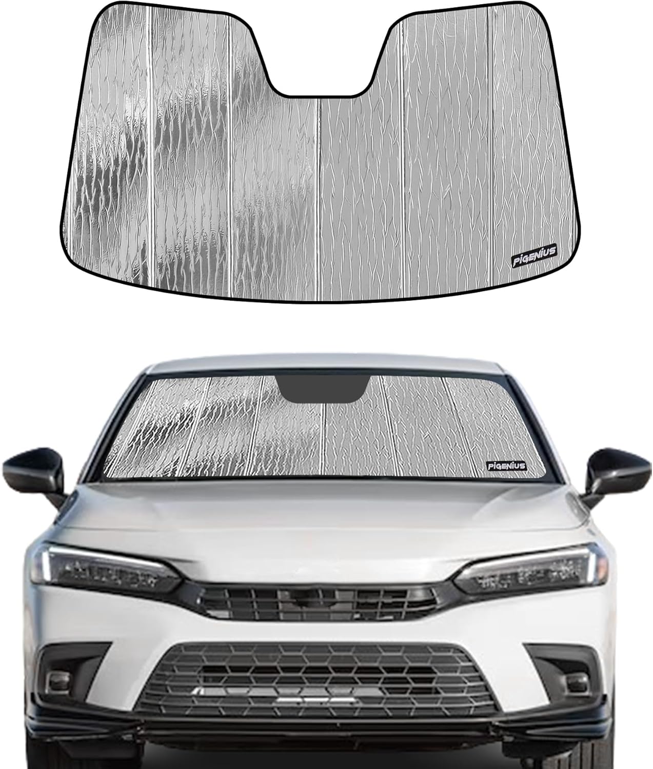 Windshield Sun Shade for Honda Civic 11th Gen 2022-2025,Front Window Sunshade Shield,2-in-1 Reflective Sun Shade,Silver for Summer, Black for Winter for honda civic 2022-2025