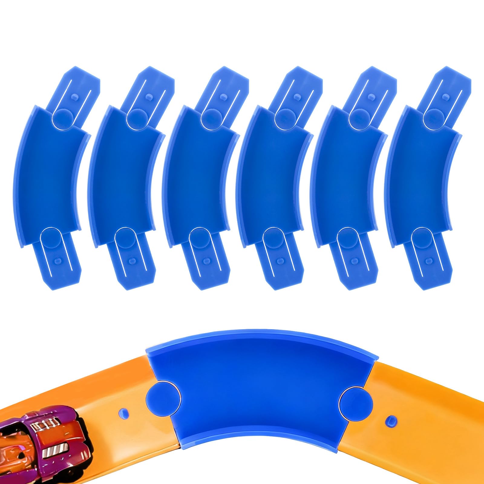 6szt Elementów Toru Obrotowego do Hot Wheels, ABS o Zakrzywionym Kącie 45 Stopni Elementy Toru Wyścigowego dla Zabawek Kompatybilne z Hot Wheels (Niebieskie)