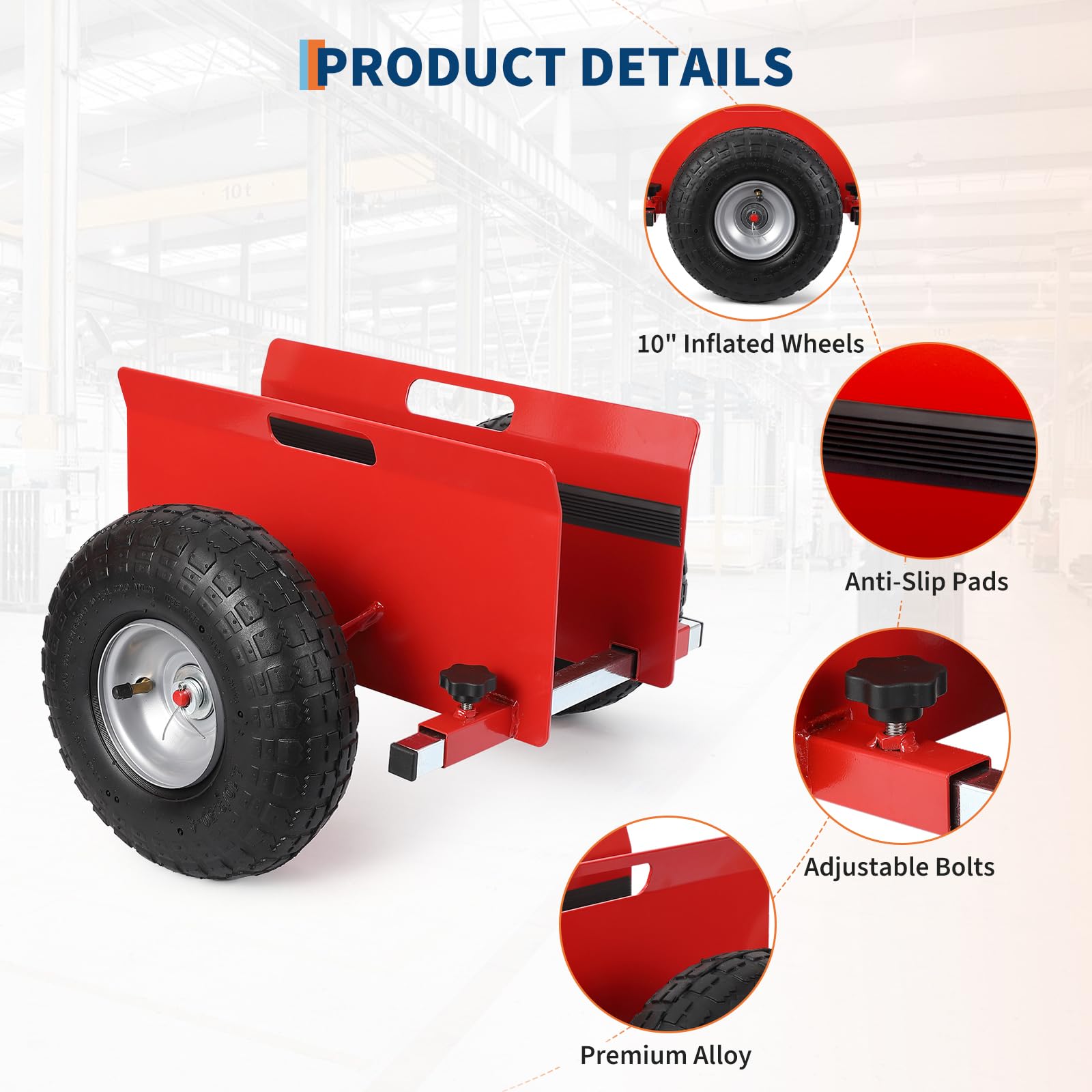 Carro de placas de carga pesada, capacidad de carga de 600 kg, placas ajustables Dolly con neumáticos de 10 pulgadas, carro de transporte de puertas para paneles, puertas, placas de madera, placas de