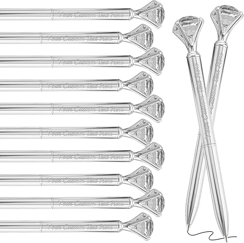 Miniatura 28 de Bolígrafos de diamantes con cristal personalizado dorado personalizado con nombre grabado a granel bolígrafos de metal personalizados bolígrafos