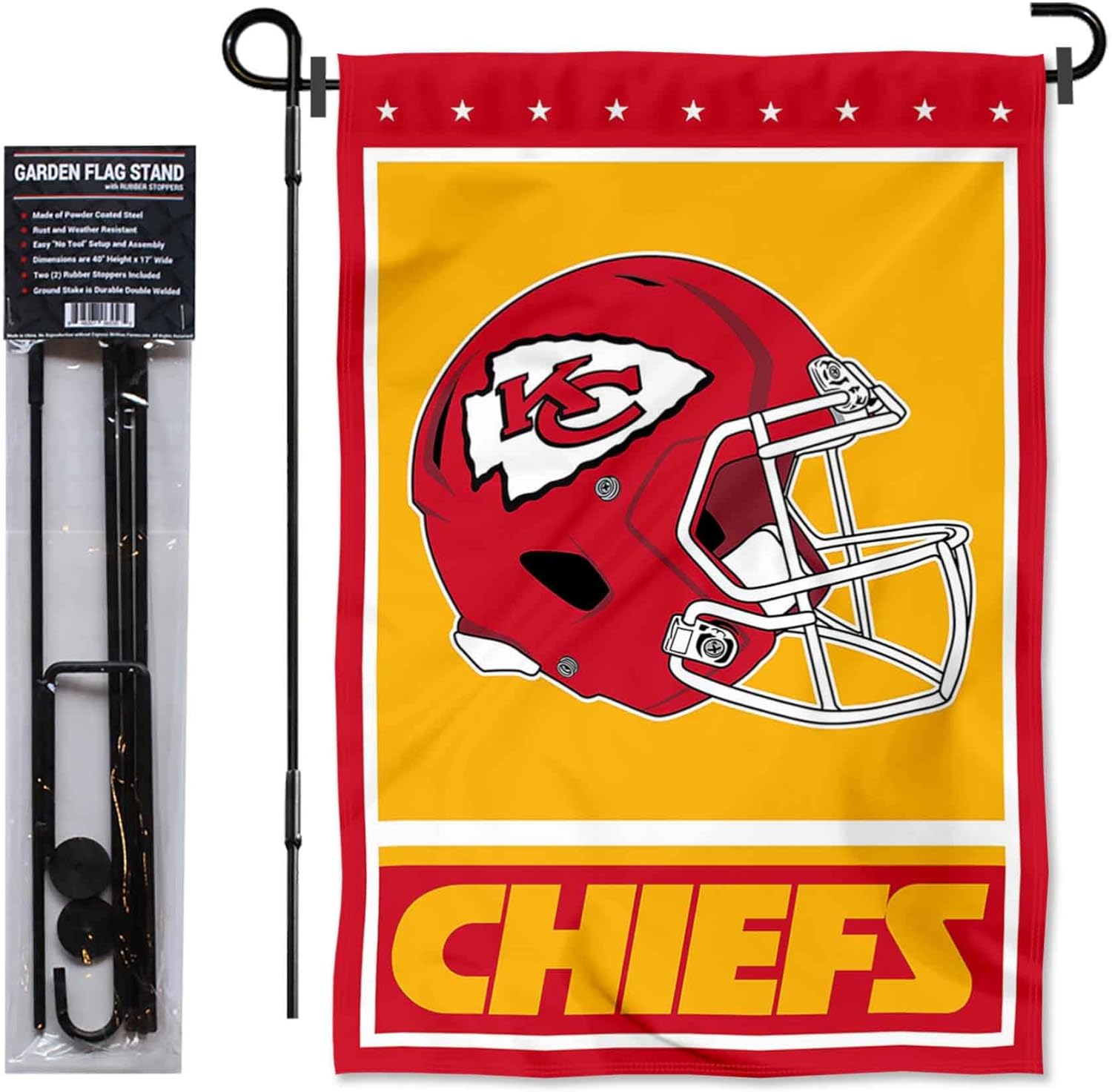 Kansas City Chiefs Football Garden Flag and Pole Stand Holder - Image 2
