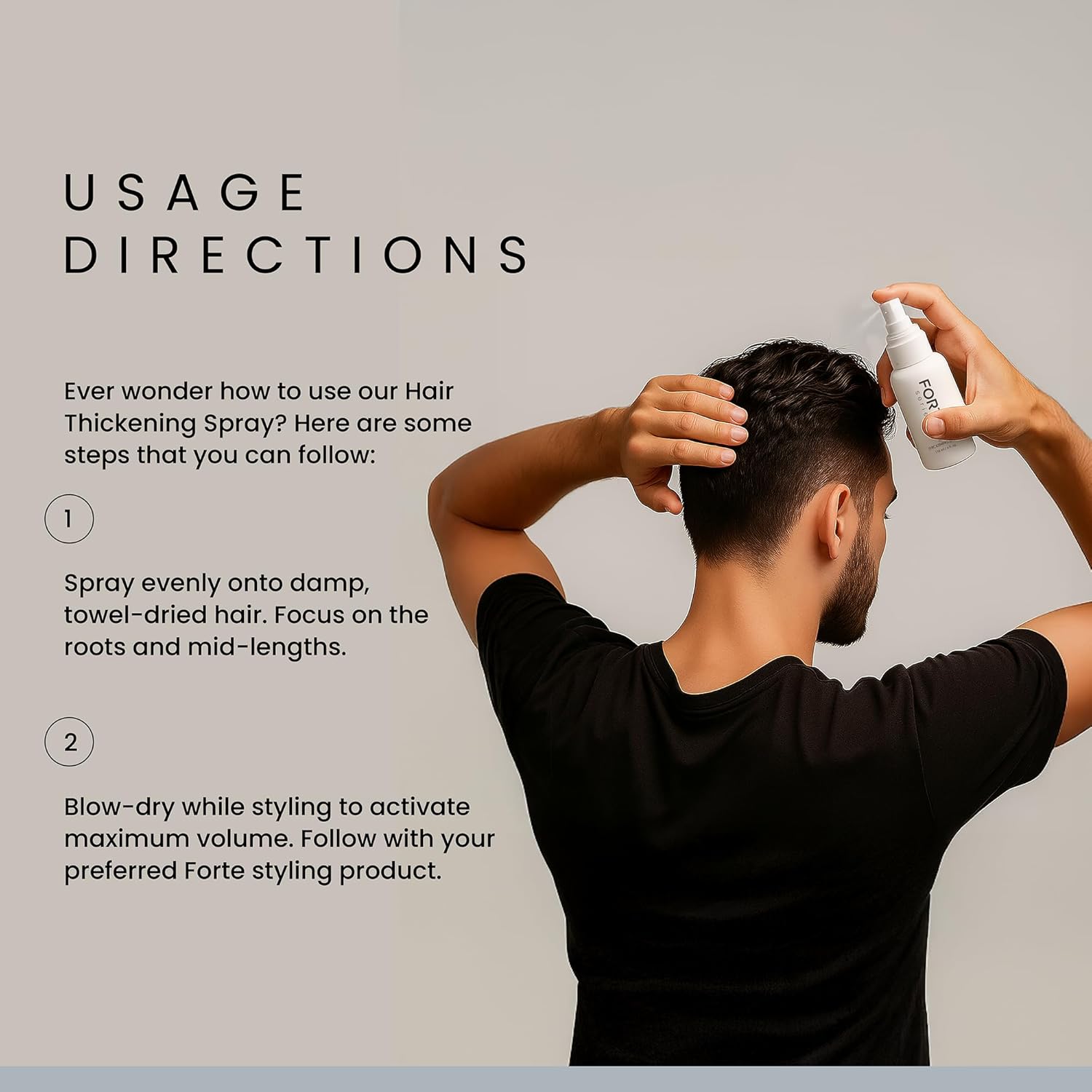 Hair Thickening Spray by Forte Series | Men's Hair Volume Spray | Hair Volumizer with Biotin Peptide Complex | Pre-Styler Hair Thickener, Volumizer, and Spray Texture Pump, (4 oz) - Image 7