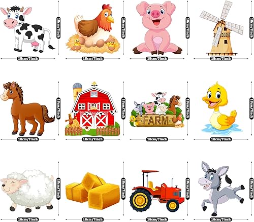 Miniatura 2 de 30 piezas de decoración colgante de animales de granja, suministros de fiesta temática de granjero, remolinos colgantes de serpentinas, decoración