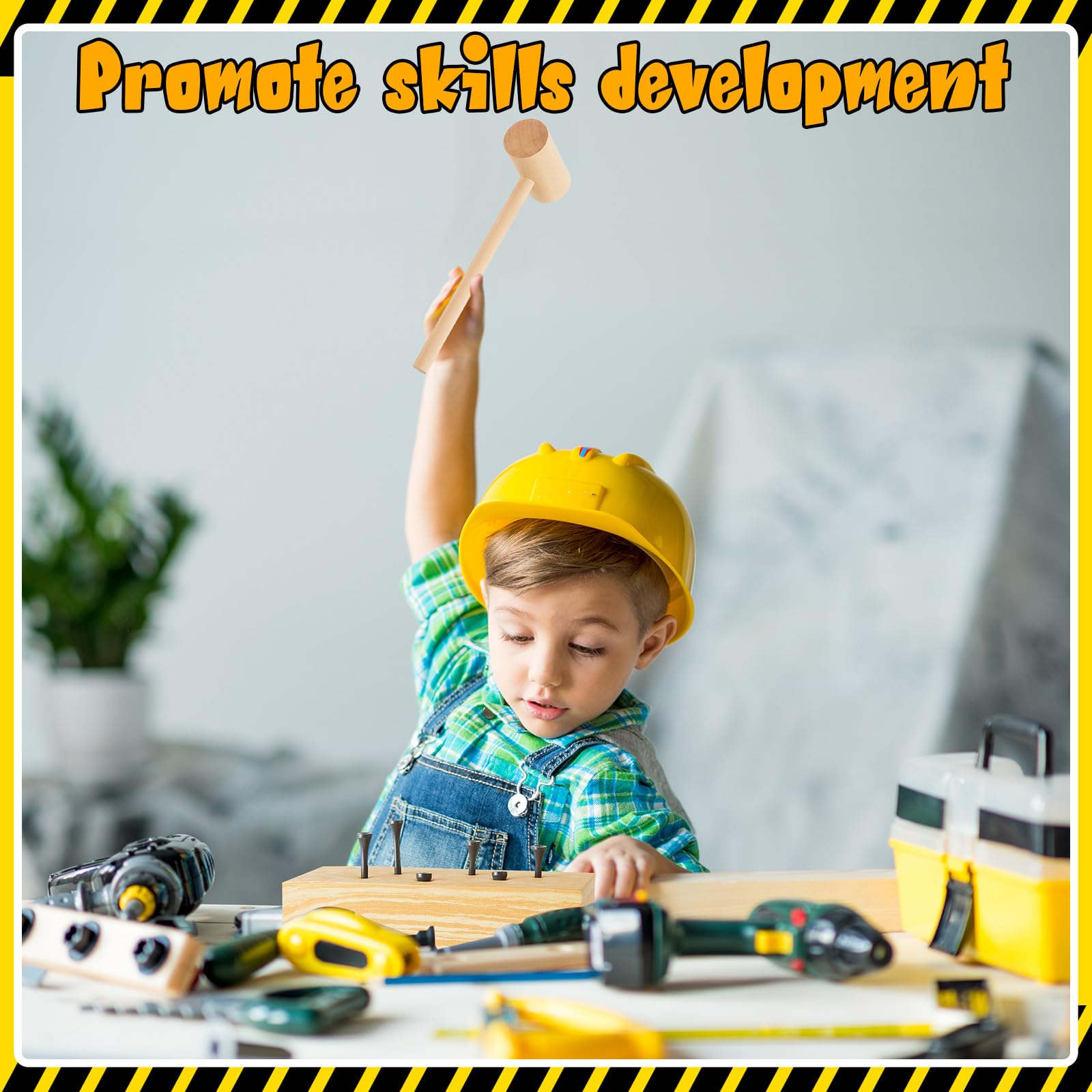 Juego de 8 herramientas de martillo de madera para niños, carpintería, juguetes de carpintería, juguetes de carpintería para niños de 8 años en adelante, banco de trabajo para construcción 4