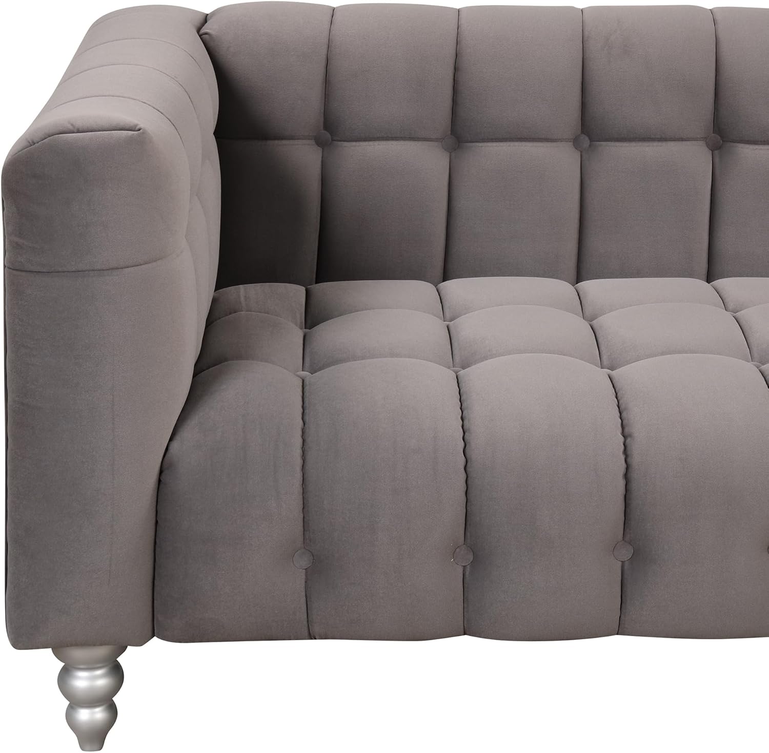 Merax 42" Modern Upgraded Sofa Dutch Fluff Soft Upholstered Couch Loveseat with Solid Wood Legs,Buttoned Tufted Backrest,Grey