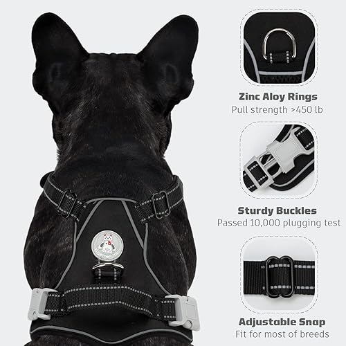 Miniatura 3 de Arnés de chaleco para perro, arnés de entrenamiento para perro sin tirones con asa y correa de 5 pies, ajustable y reflectante, sin asfixia, para