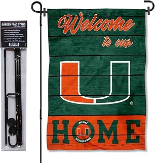 College Flags & Banners Co. Hurricanes Welcome to Our Home Garden Flag with Stand Holder