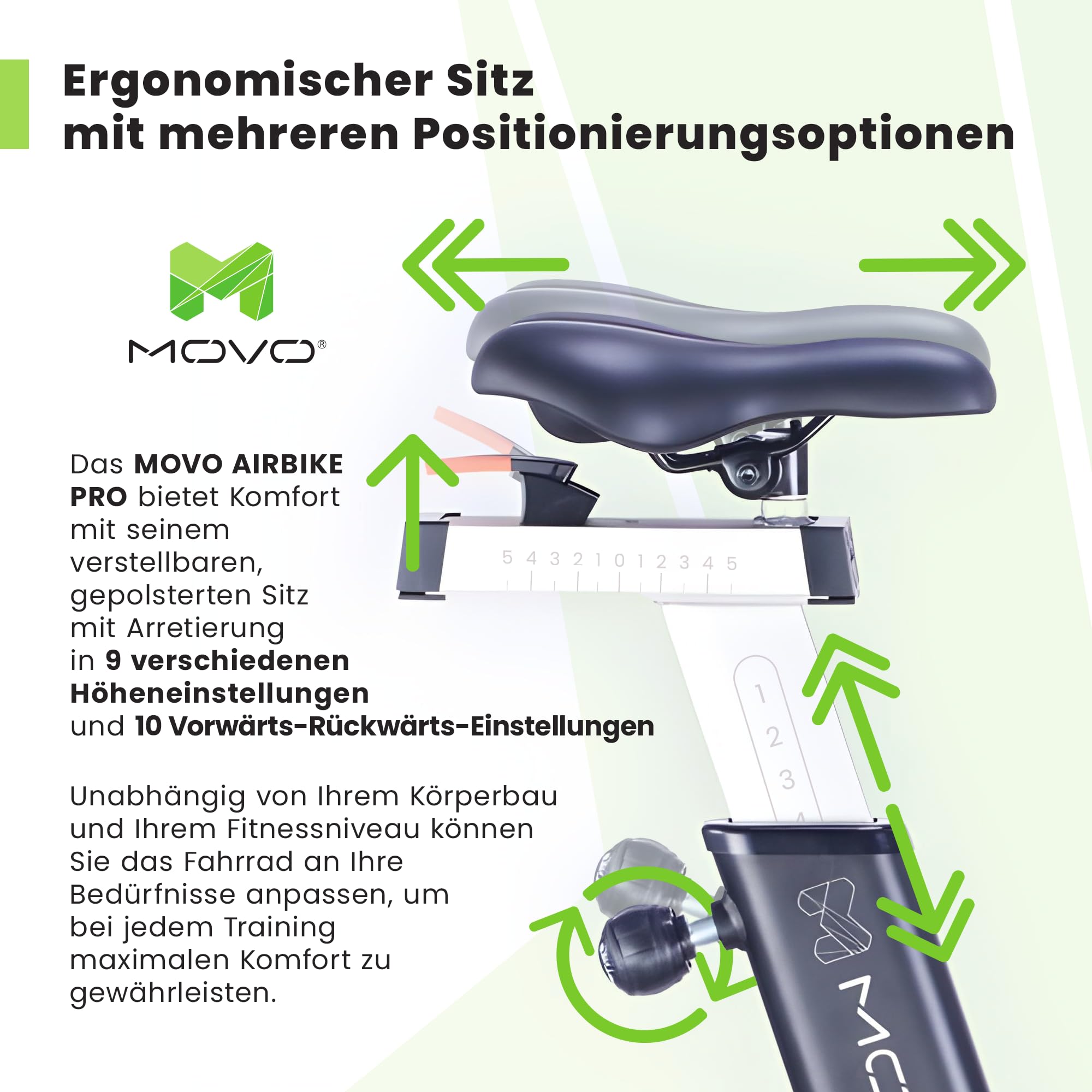 Movo AirBike Pro, Airbike do domu, jedyne w swoim rodzaju połączenie treningu górnej i dolnej części ciała, rower treningowy Airbike, koło do treningu oporu powietrza